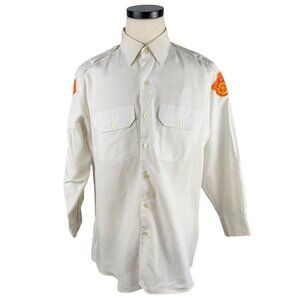 Vintage South Euclid Fire Department 70's XL White Button Down Uniform Shirt